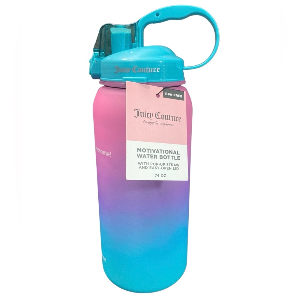Juicy Couture Pink and Blue 74oz Motivational Water Bottle